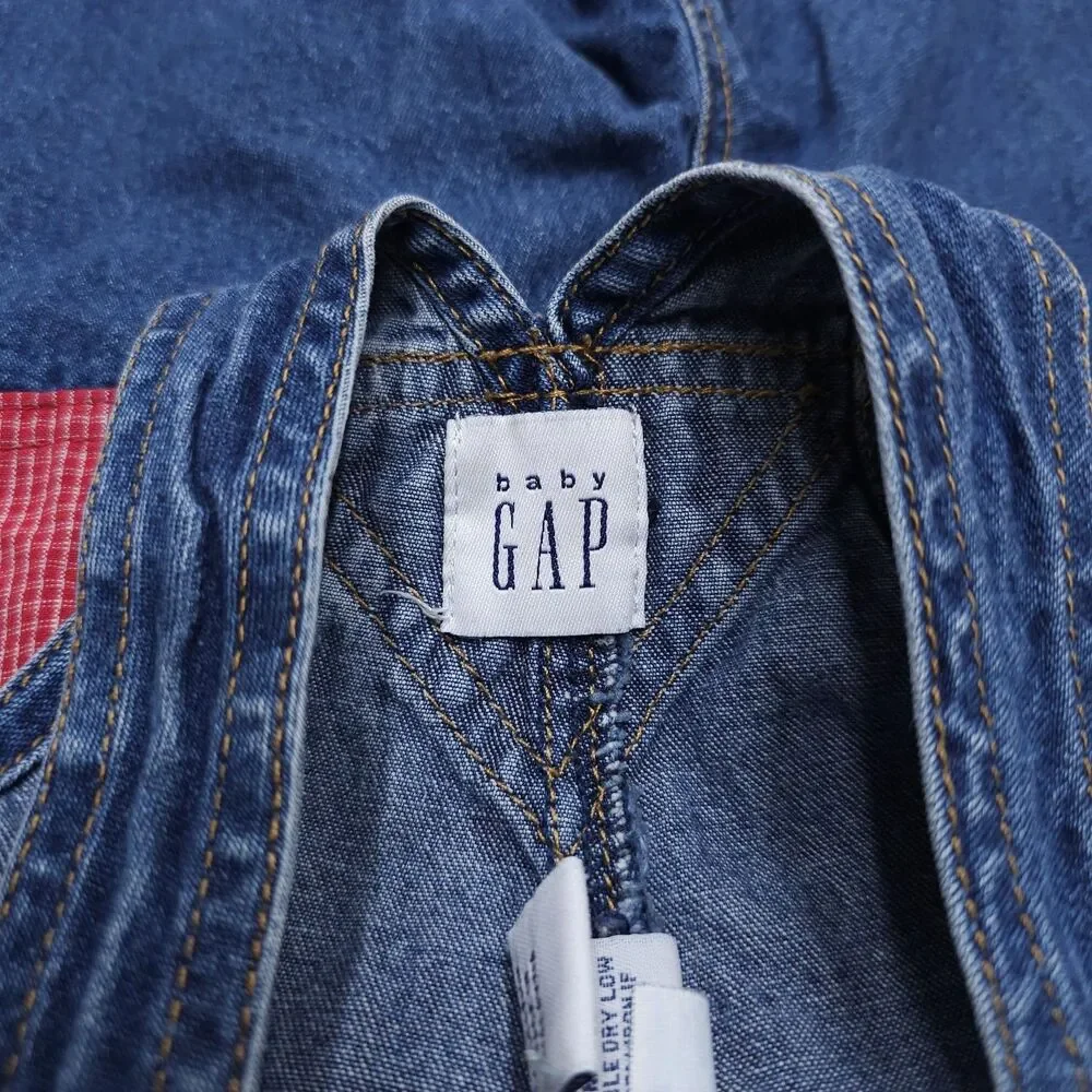 Vintage Gap Overalls 6-12 Months Ruff Wear Dog Patches Blue Denim